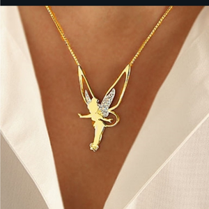 Brand New Tinkerbell Necklace zircon Diamonds 18in Chain